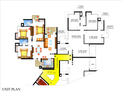 Floor Plan of Piyush Heights 3 BHK Flat in Faridabad